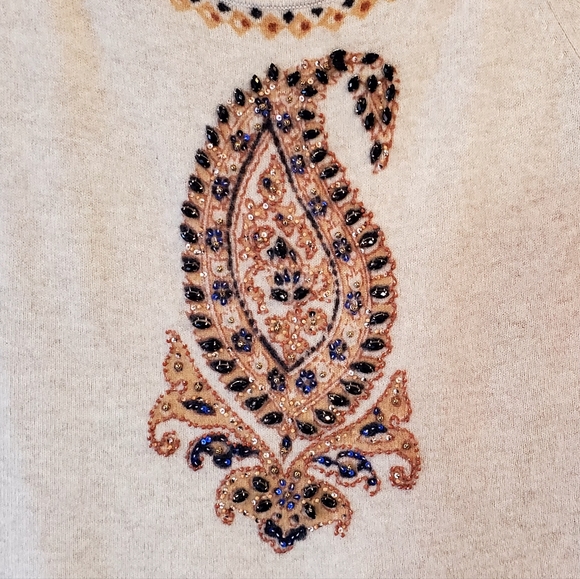 Calypso St. Barth Cashmere Beaded Short Sleeve Sweater - Picture 5 of 14